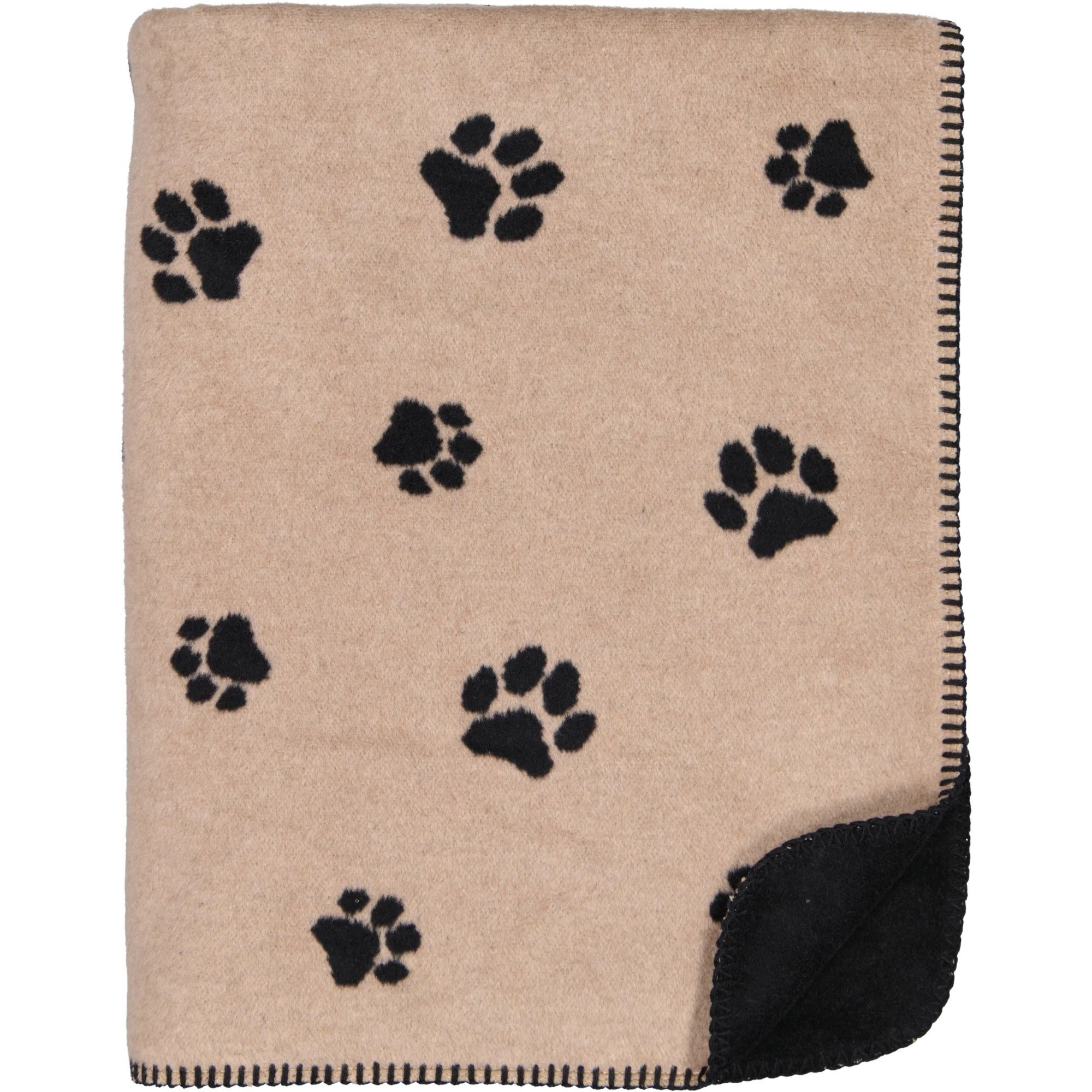 Deken - We Love Dogs Paws 150x200cm - Zwart/beige