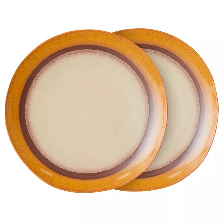 Dinerbord - 70's Ceramic - Coconut  (set van 2)