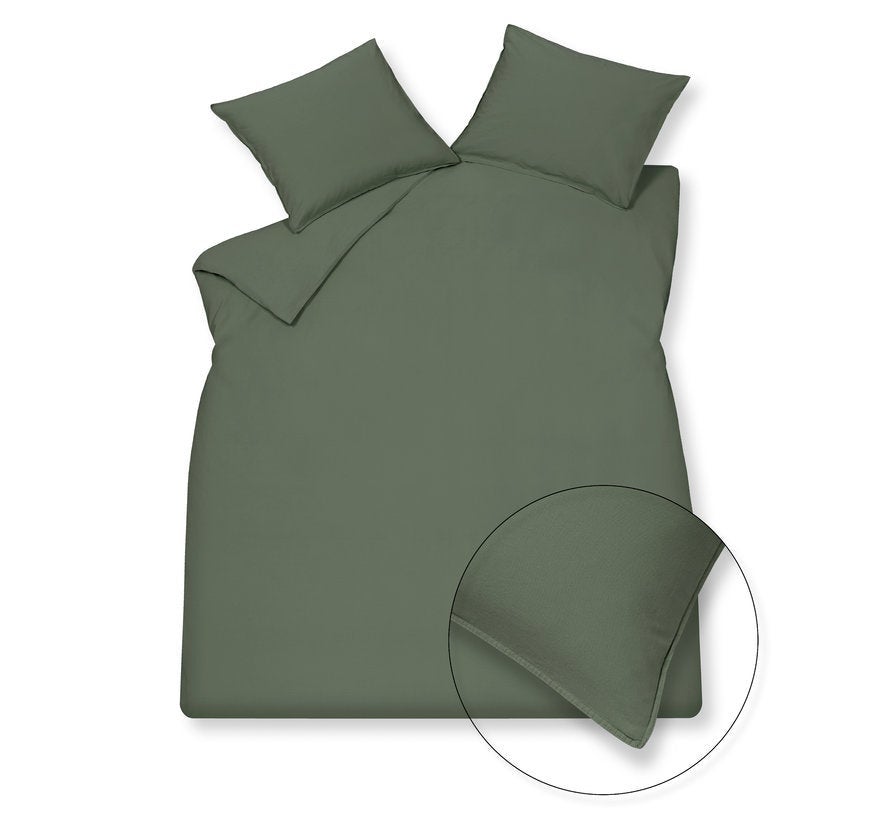 Dekbedovertrek - Washed cotton Eenpersoons 140x220cm - Earth green 149