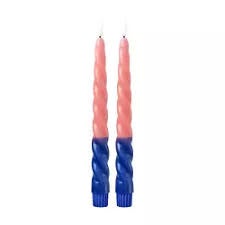 LED kaarsen - Set van 2 kaarsen - Koraal en Marineblauw