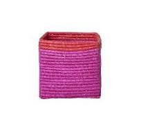 Opbergmand - Raffia 20x20x20cm - Fuchsia
