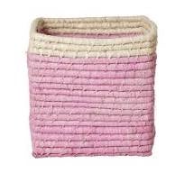 Opbergmand - Raffia 20x20x20cm - Roze