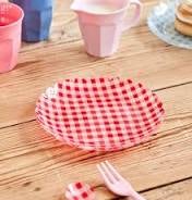 Gebaksbord - Met rode geruite stoffen - Rood