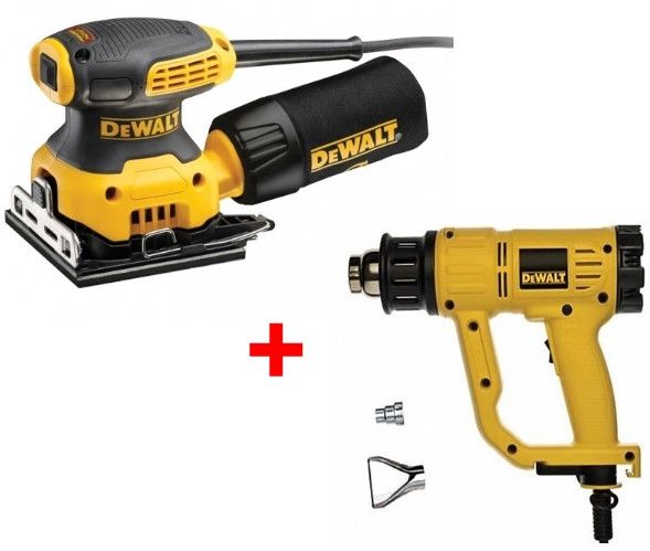 1/4 vel schuurmachine + heteluchtpistool set (DWE6411 + D26411)