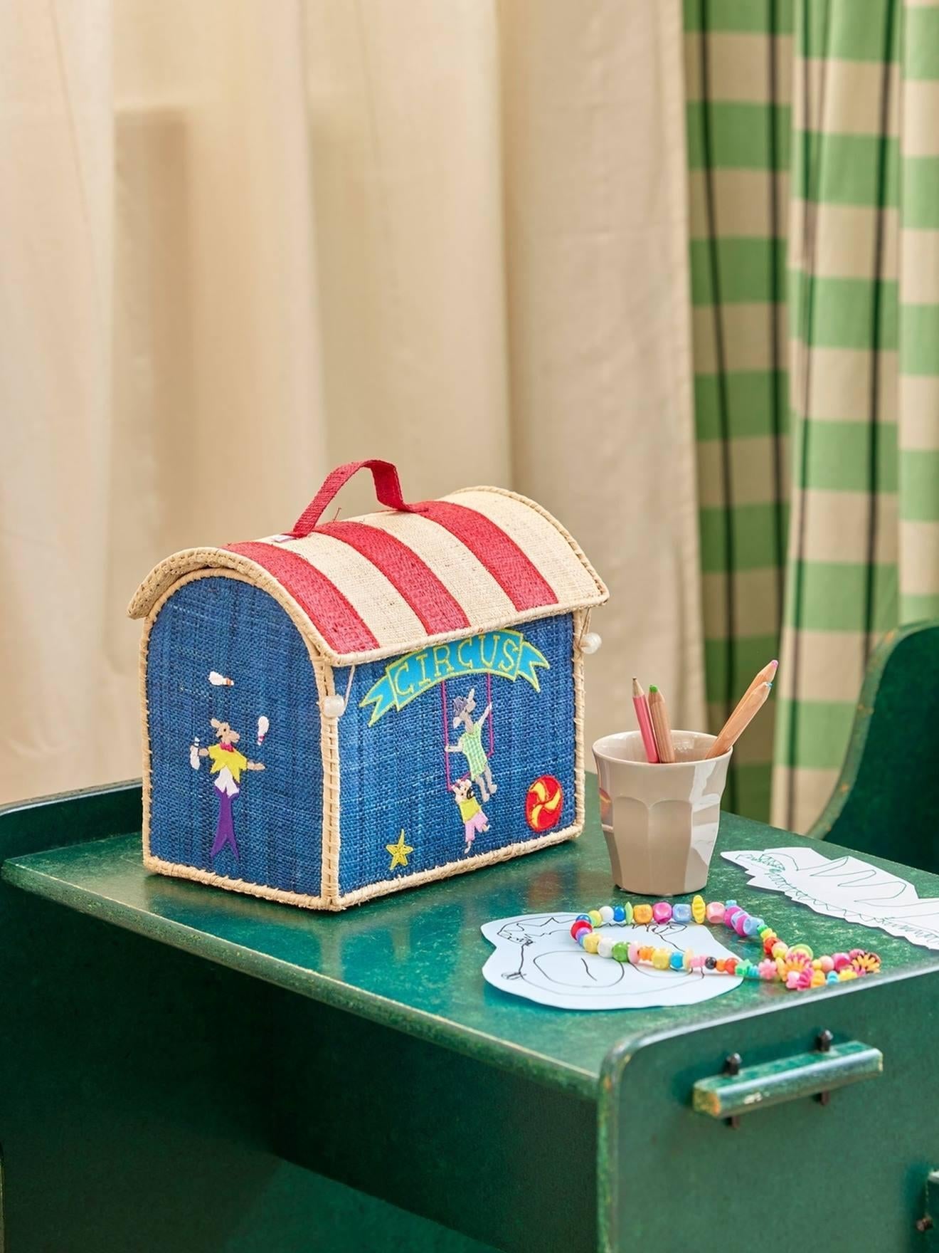Rotan tas voor kinderen - Circus Theme - Blauw