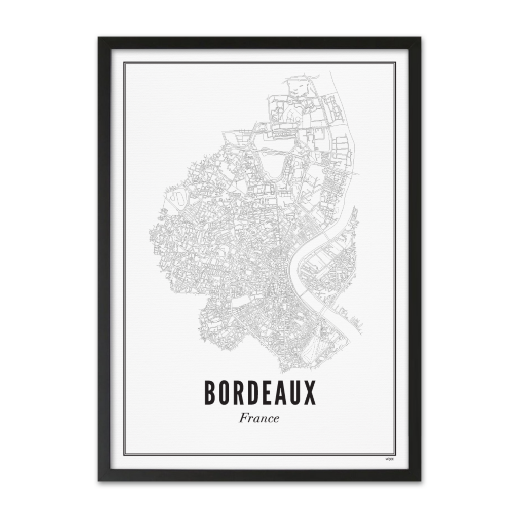 Poster - Bordeaux stad 30x40cm - Wit