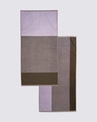 Badhanddoek set (2st) - Green/Lilac - 70x140 cm 