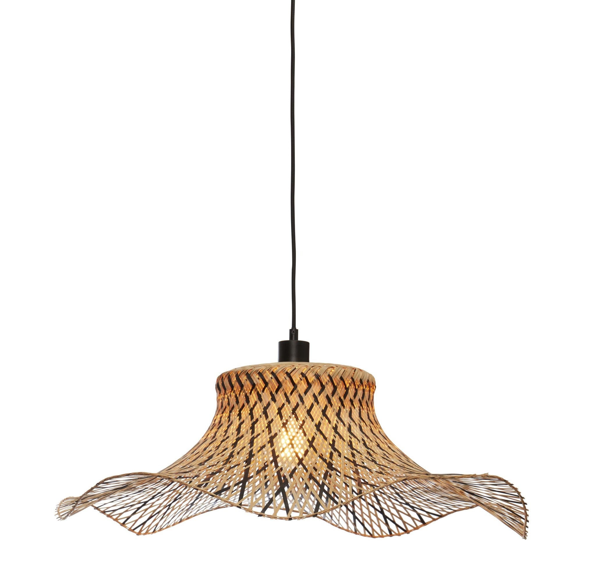 Hanglamp - Ibiza wavy bamboe - Zwart/naturel L