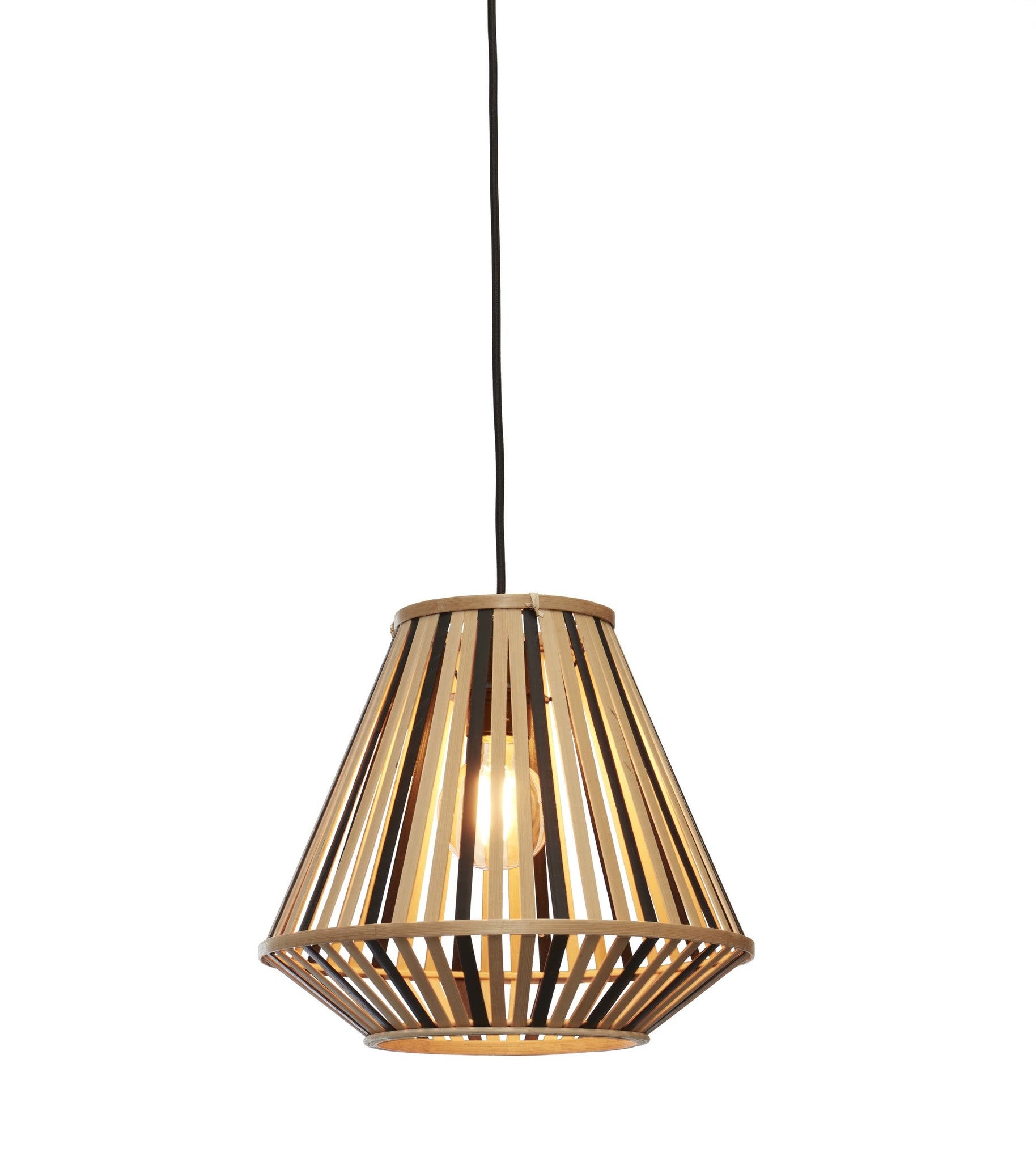 Hanglamp - Merapi diamond E27 60W - Zwart/naturel