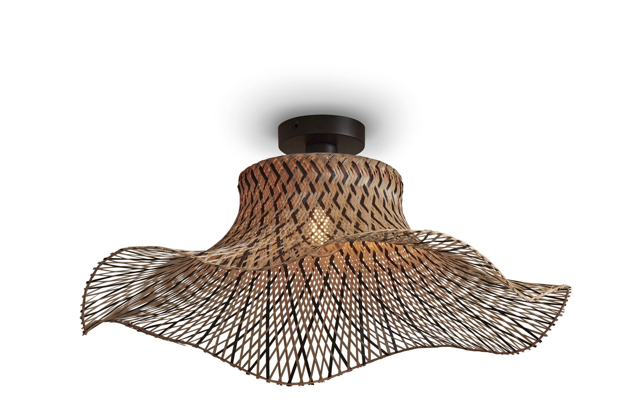 Plafonniere - Ibiza wavy bamboe - Zwart/naturel L