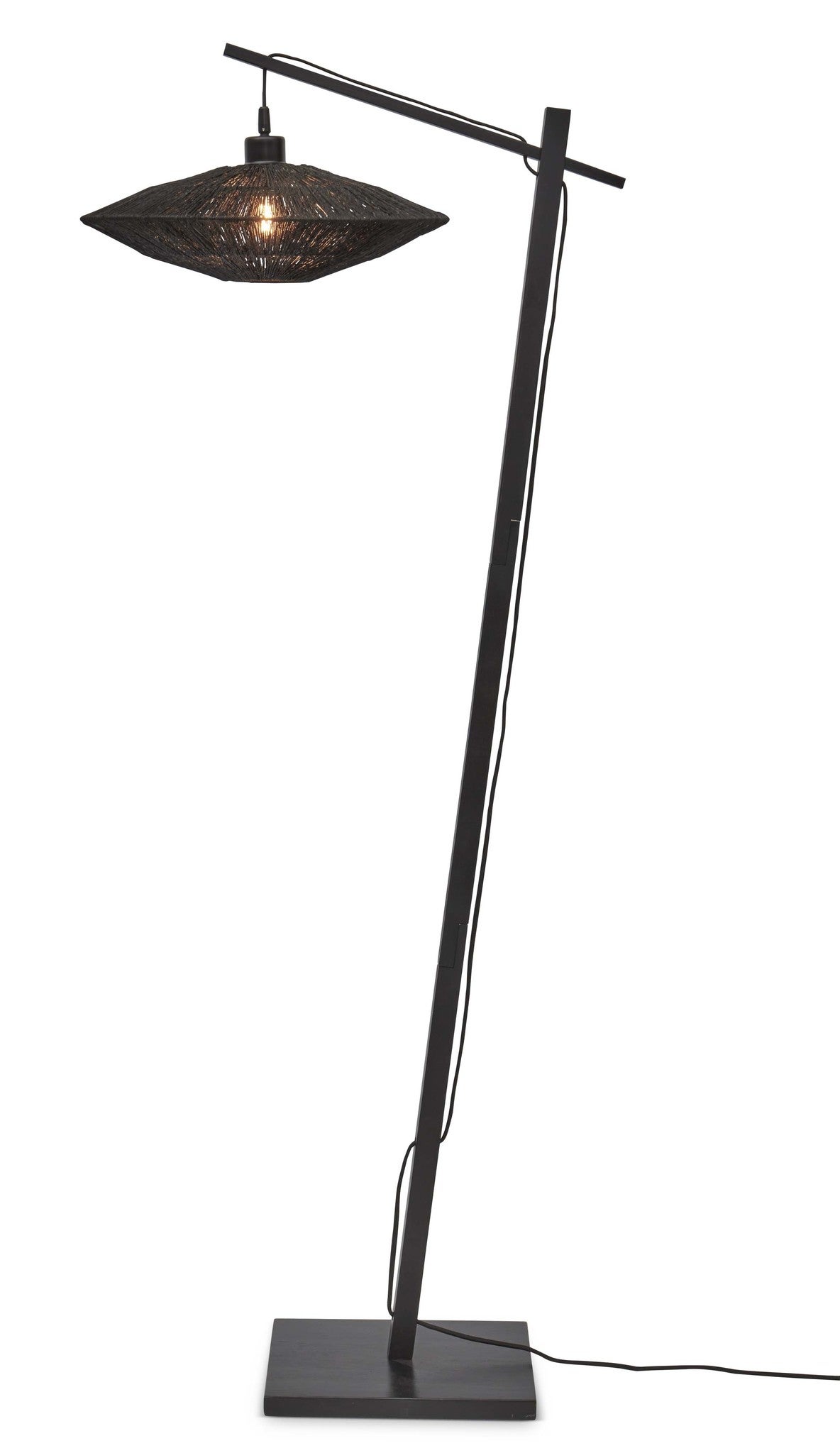 Vloerlamp - Iguazu zwart bamboe en jute - Zwart S