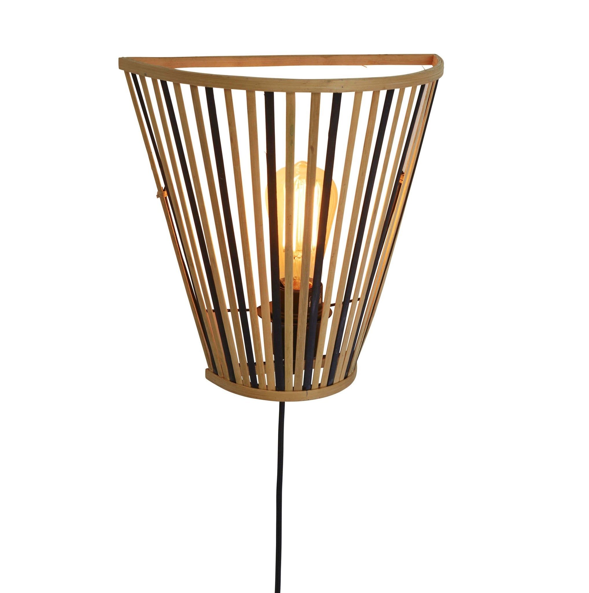 Wandlamp - Merapi bamboe tapered - Zwart/naturel