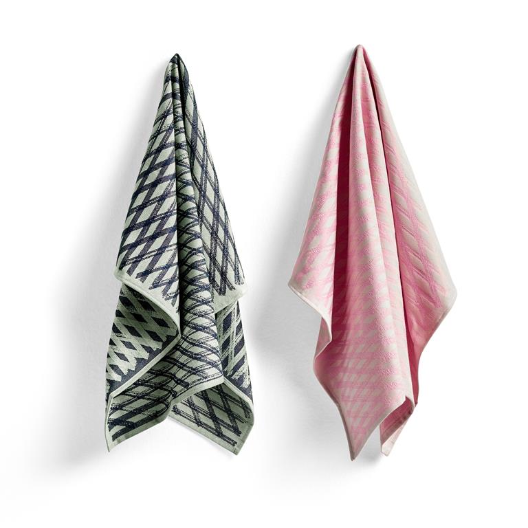 Keukenhanddoek - S&B 2 stuks - Roze/Grijs