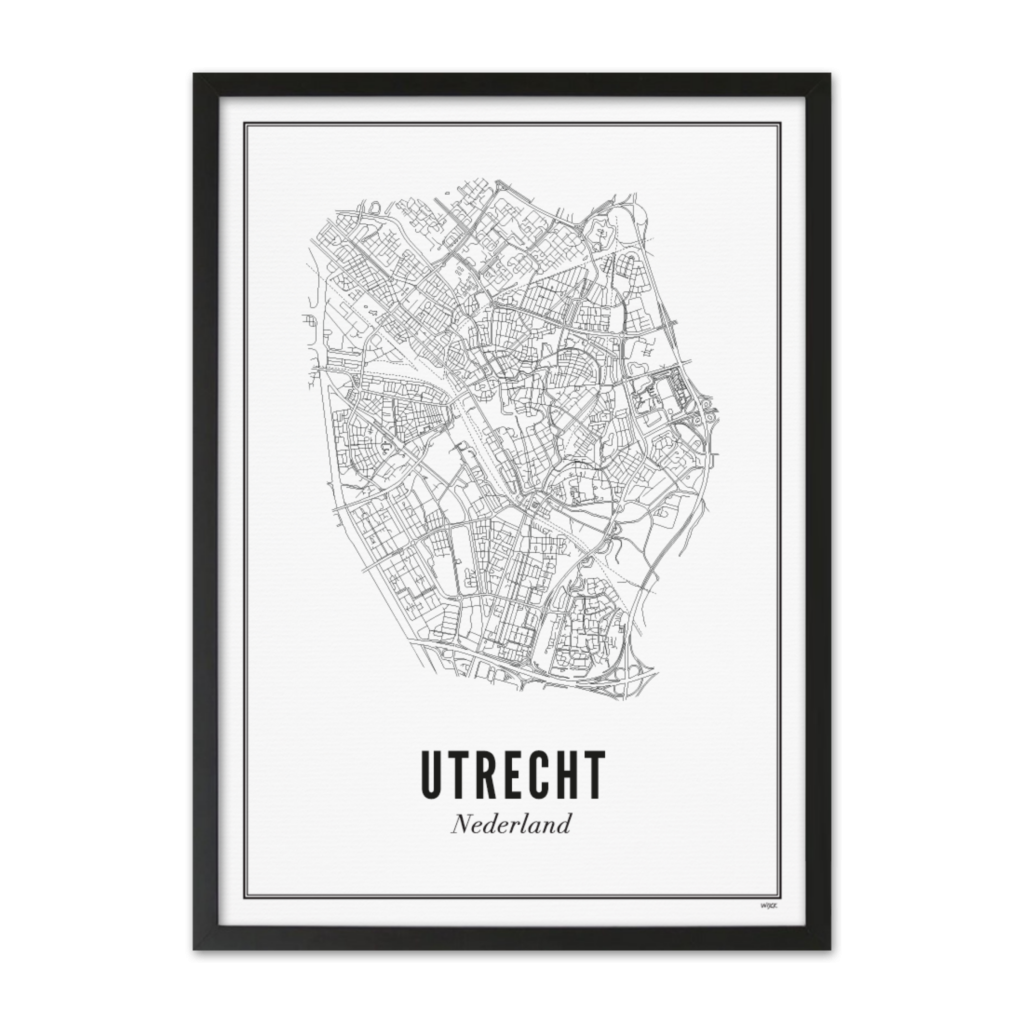 Poster - Utrecht stad 21x30cm - Wit