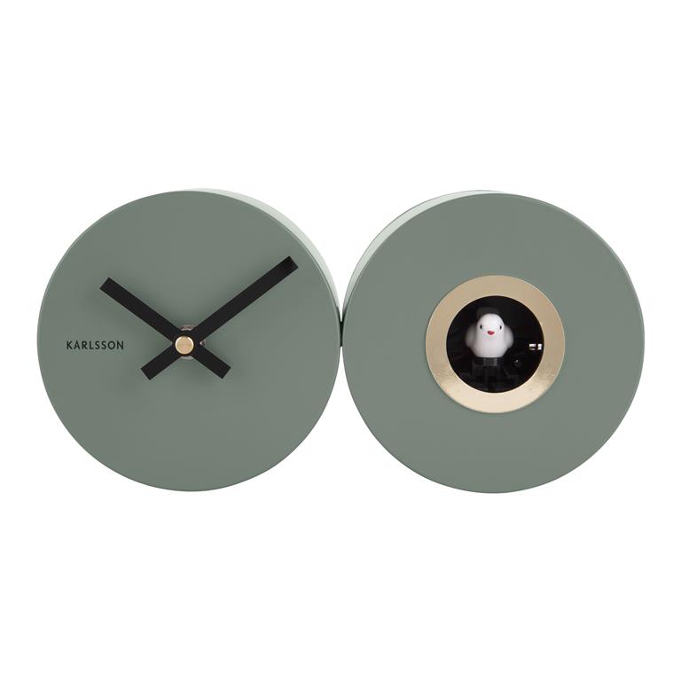 Wandklok - Duo Cuckoo - Matt Jungle Green