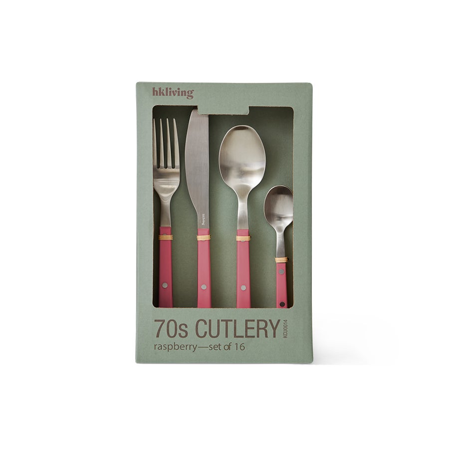 70s cutlery - raspberry - set of 16