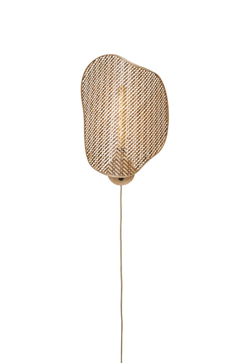 Wandlamp Kinabalu bambo/kap 40x10xh.50cm, naturel/bruin