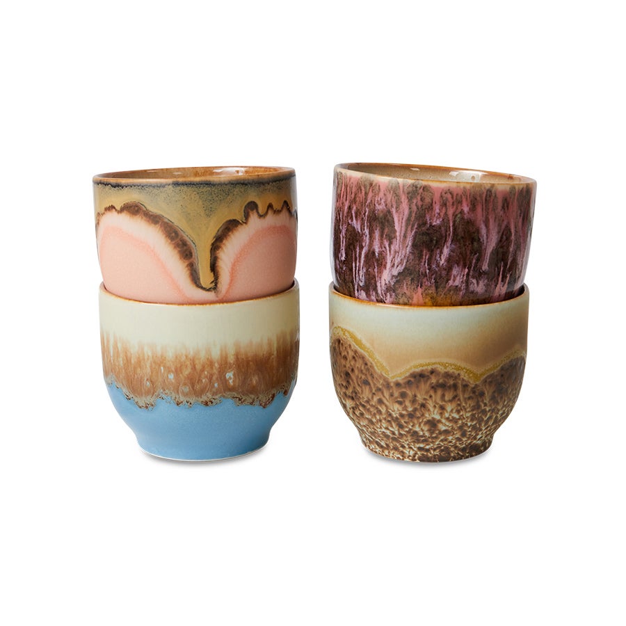 Café kopjes - 70s ceramisch - Lagoon set of 4 