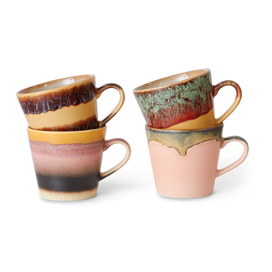 Cappuccino kopjes - 70s ceramisch - vista set of 4 
