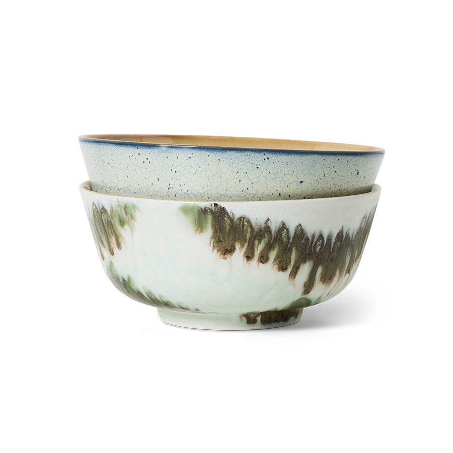 70s ceramics - Ramen bowls minimalist - Set of 2