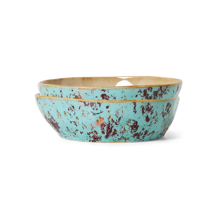 70s ceramics - Pasta bowls patina - Set of 2