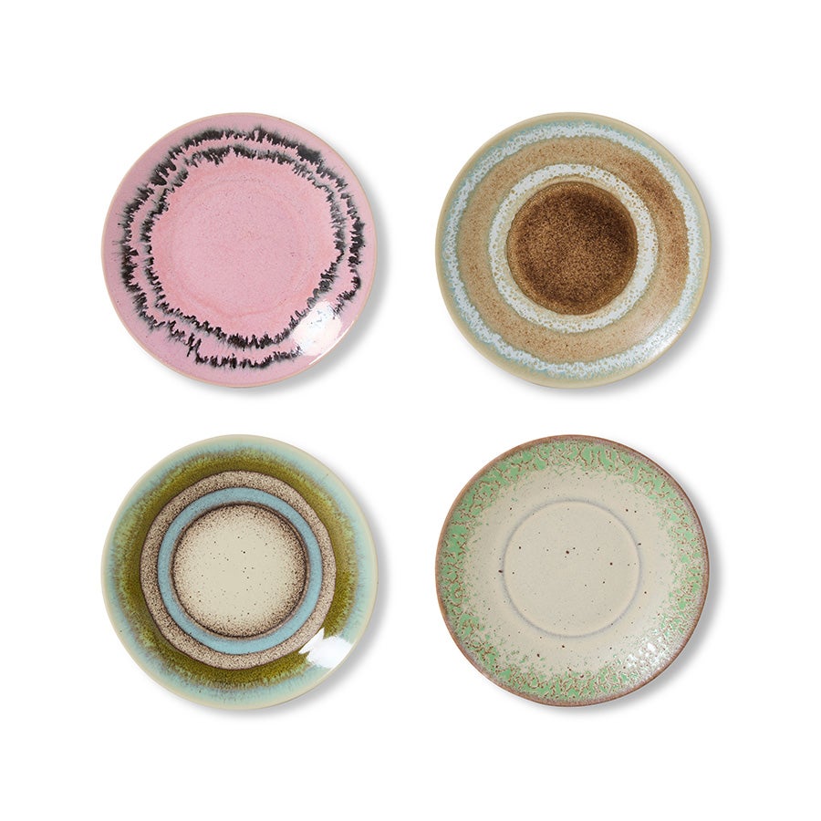 70s ceramics - Saucers doodle - Set of 4