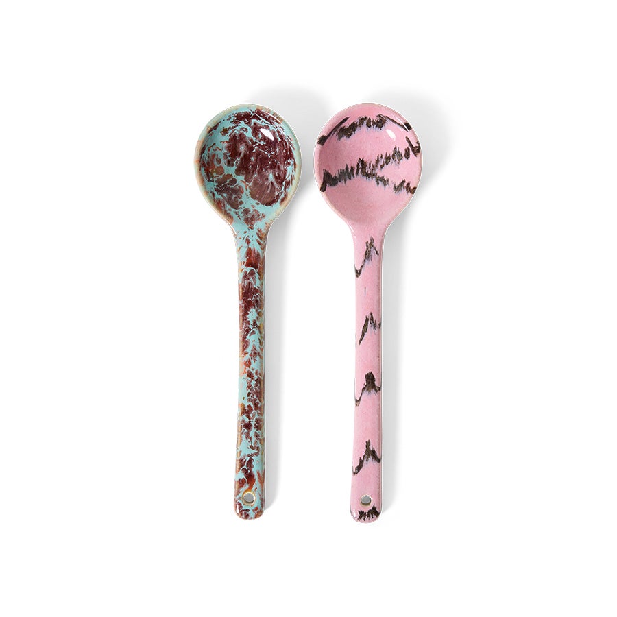 70s ceramics - serving spoons sprinkle - set of 2