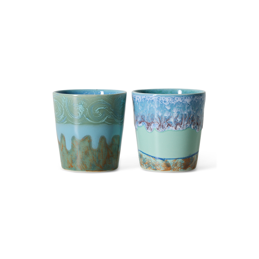 70s Ceramics - Van Gogh Koffiemok - Self Portrait - Set van 2