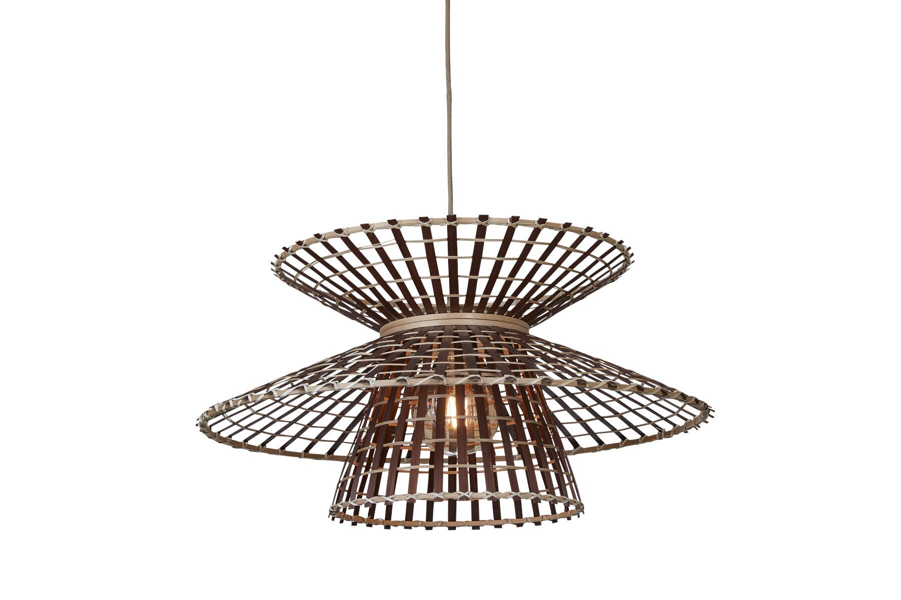 Hanglamp Machu Picchu bamboe/kap ø57xh.27cm, naturel/bruin