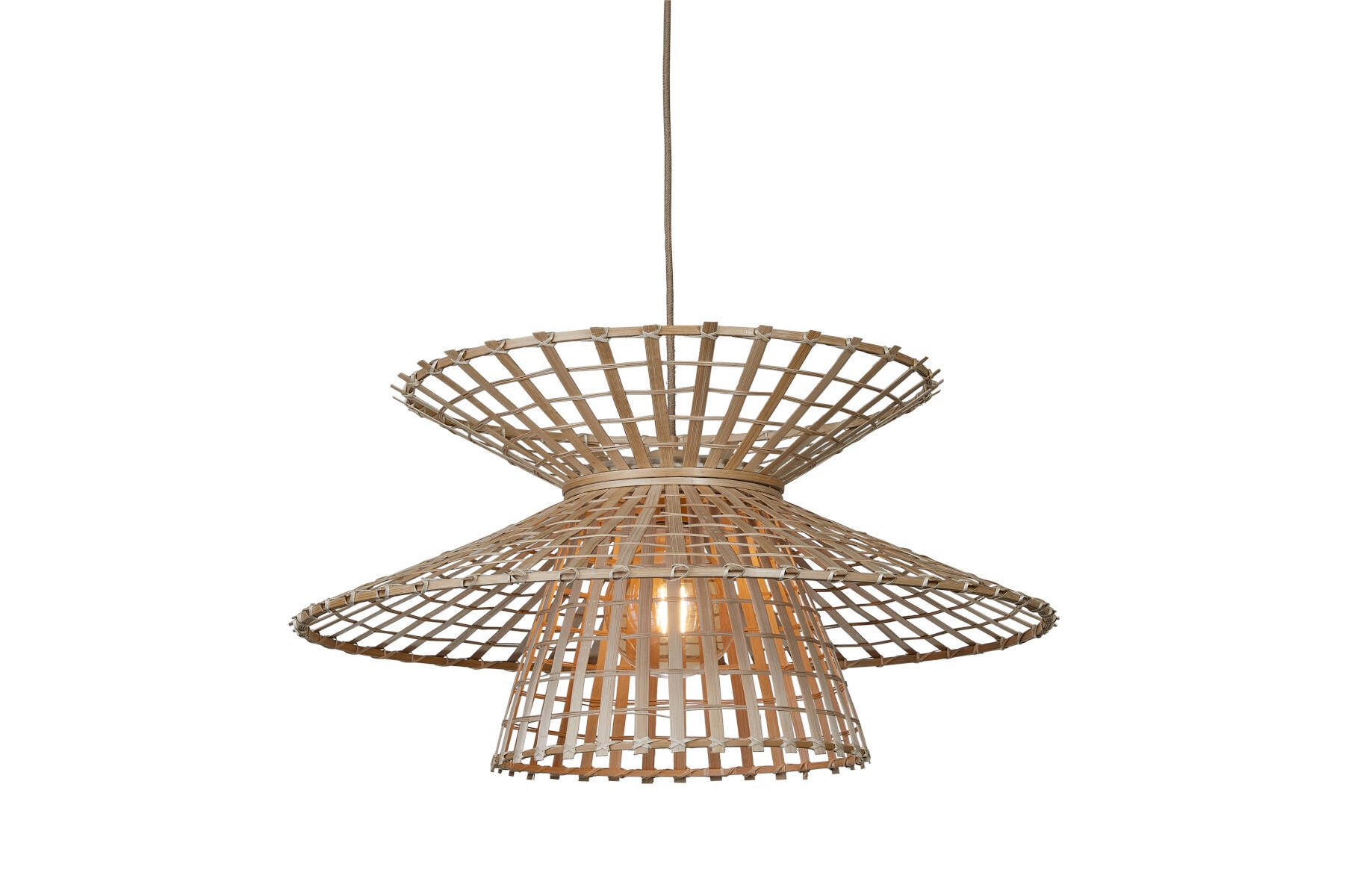 Hanglamp Machu Picchu bamboe/kap ø57xh.27cm, naturel