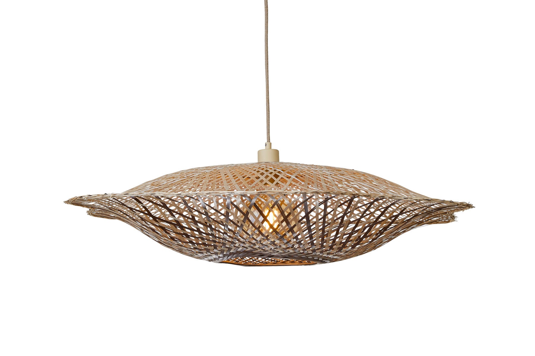 Hanglamp Madura bamboe/kap ø87x20cm nat/bruin, L