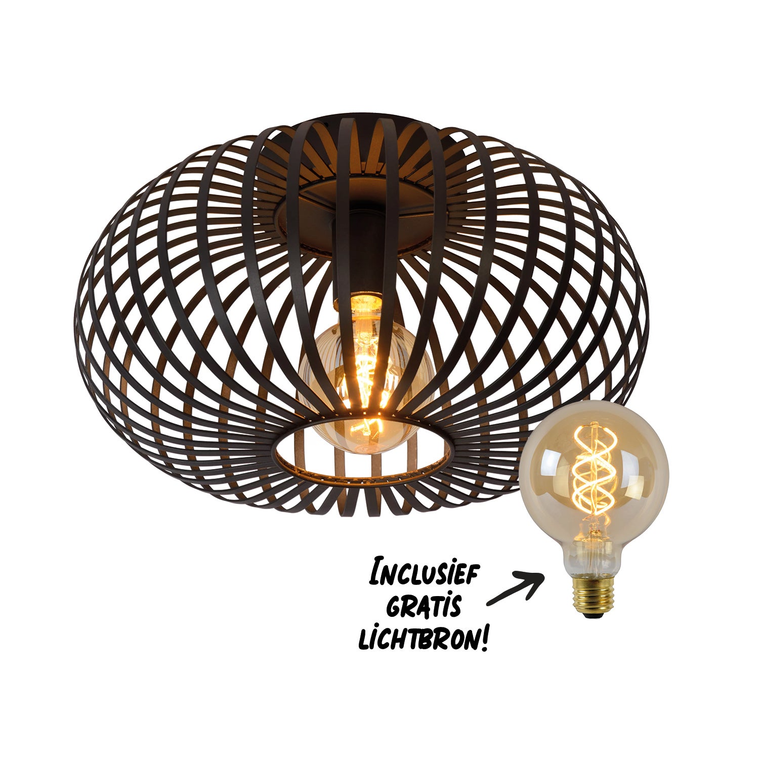 Plafonnière - Manuela Ø 39,5 Cm 1Xe27  - Zwart