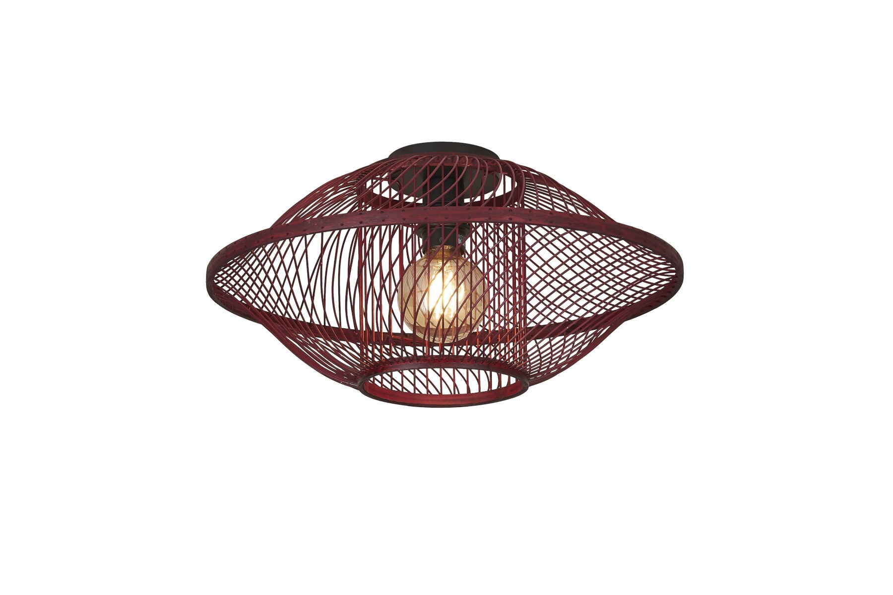 Plafondlamp Maui bamboe/kap  burgundy, S