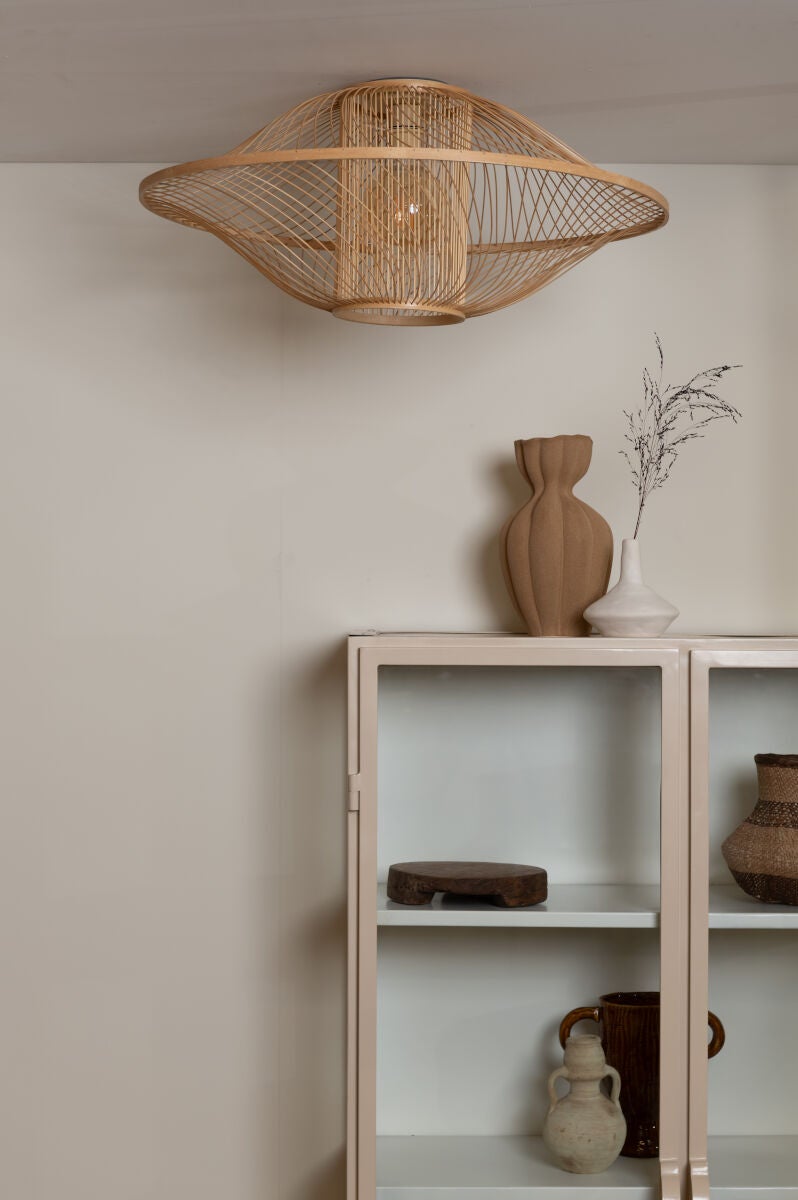 Plafondlamp Maui bamboe/kap ø70xh.30cm naturel, L