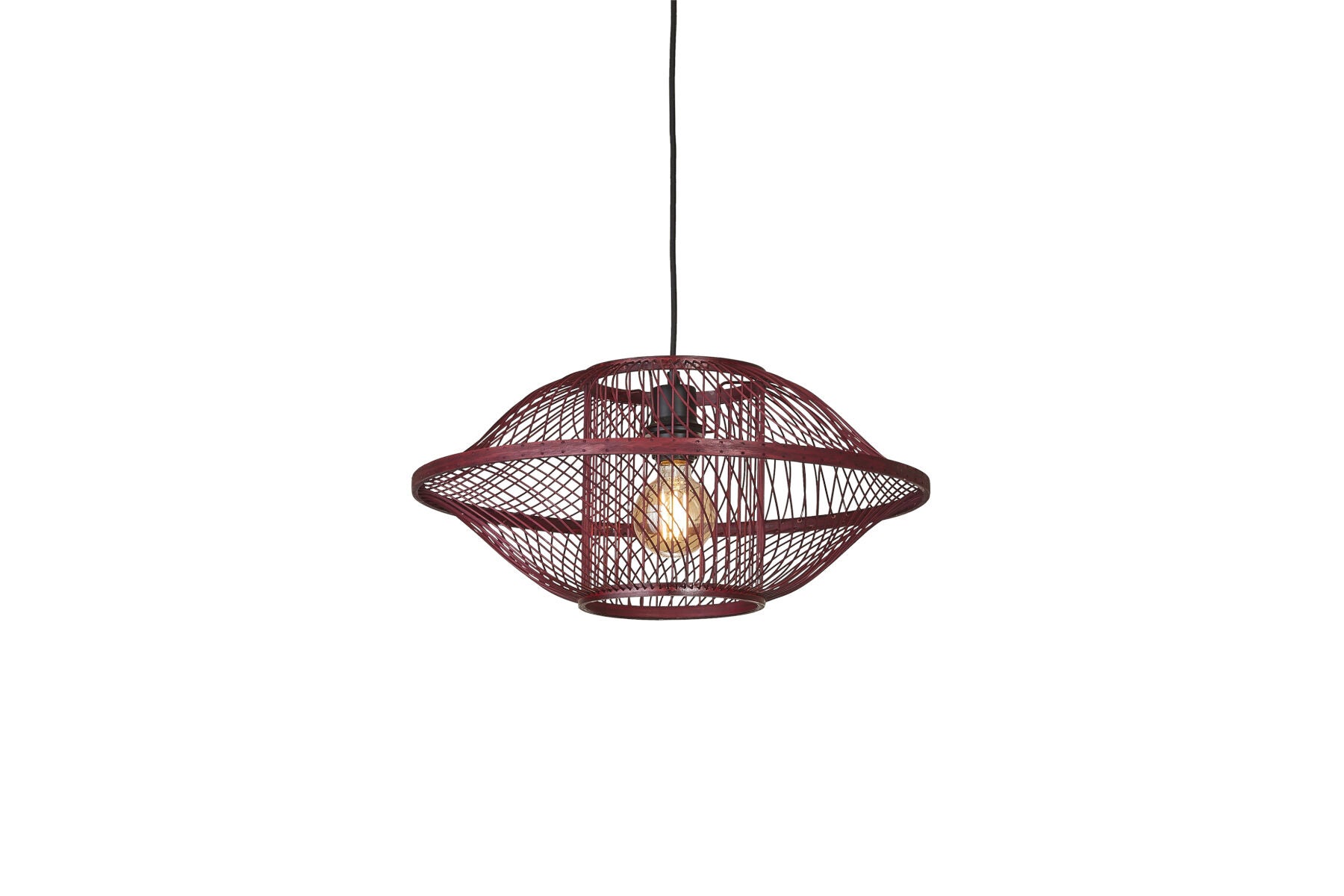Hanglamp Maui bamboe/kap  burgundy, S