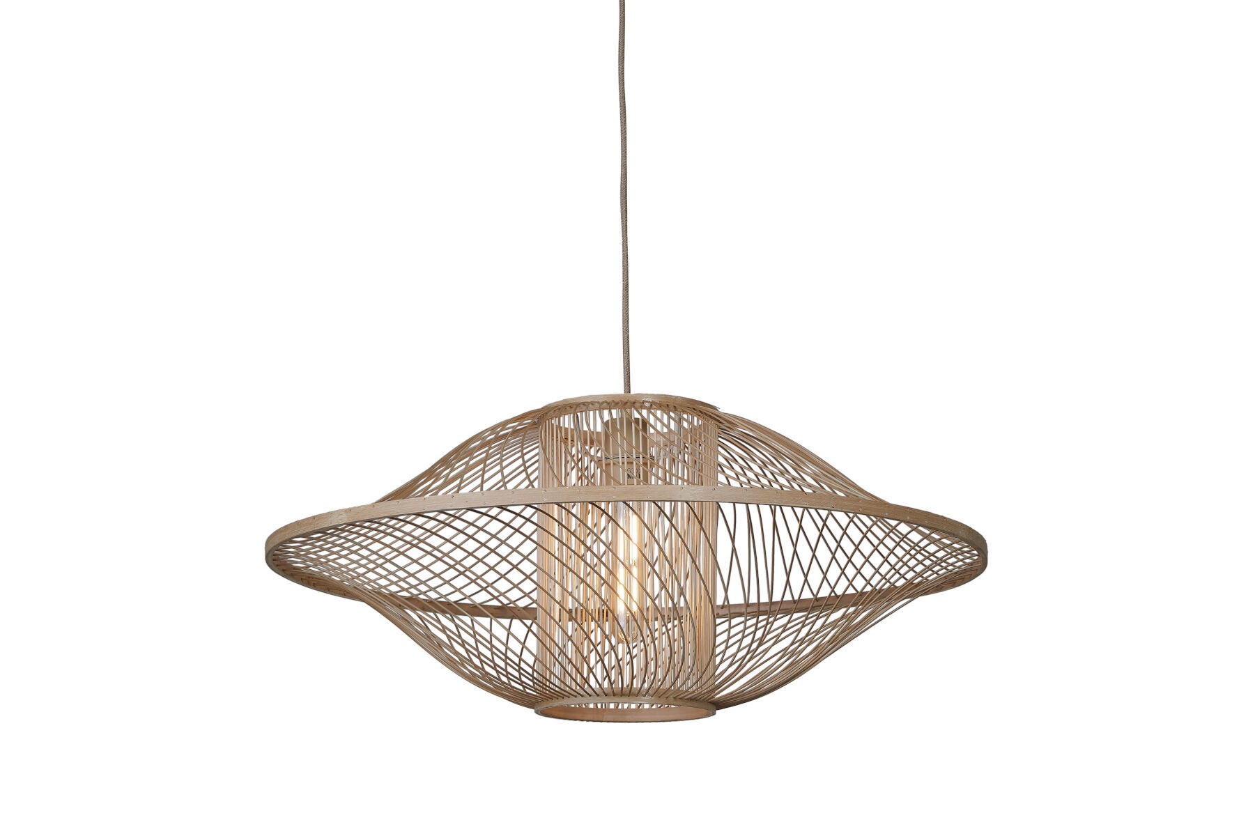 Hanglamp Maui bamboe/kap ø70xh.30cm naturel, L