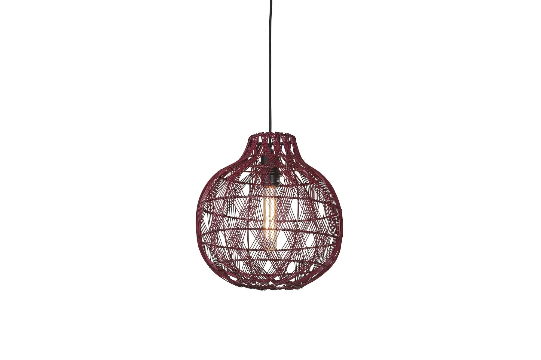 Hanglamp Mendoza bamboe/kap ø35xh.35cm burgundy, S