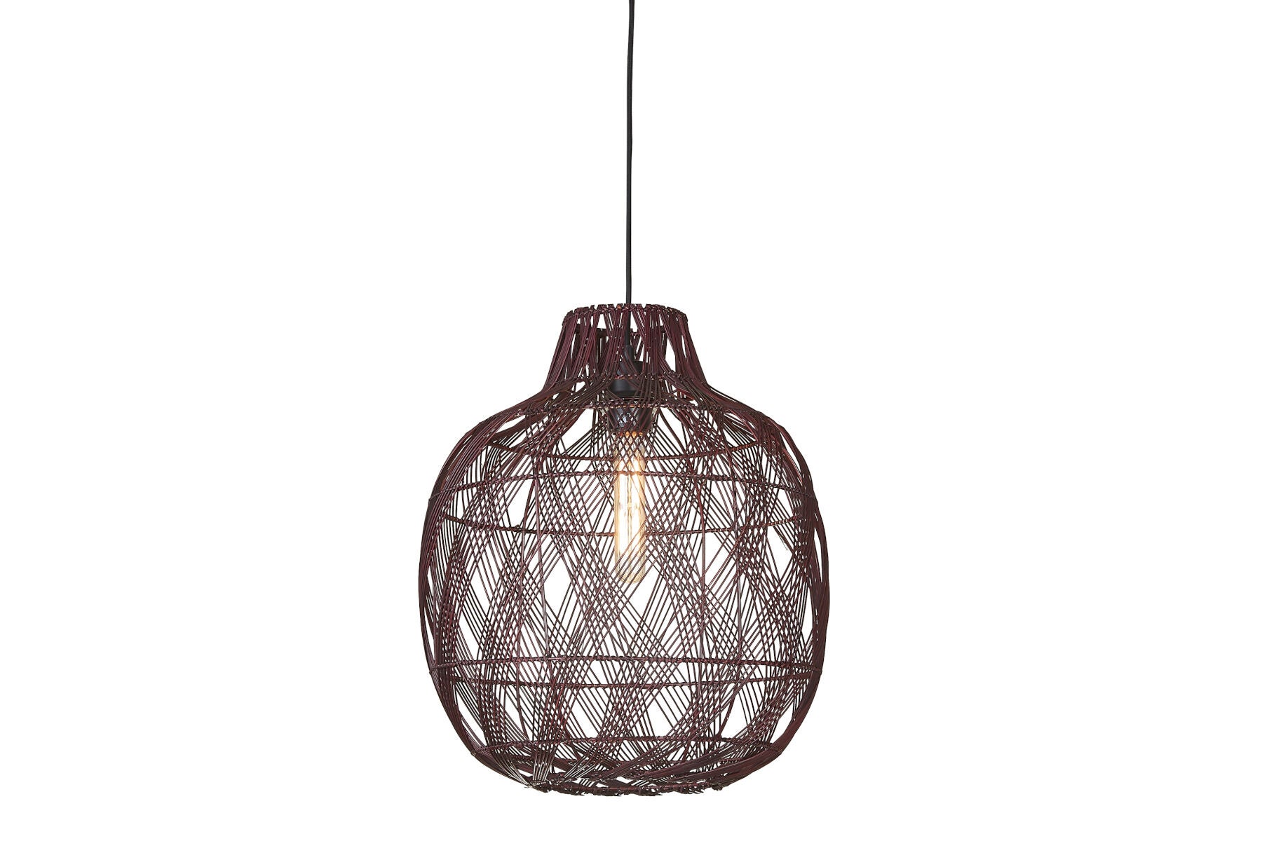 Hanglamp Mendoza bamboe/kap ø40xh.50cm burgundy, L