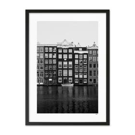 Poster - Amsterdam Damrak 30x40cm - Zwart