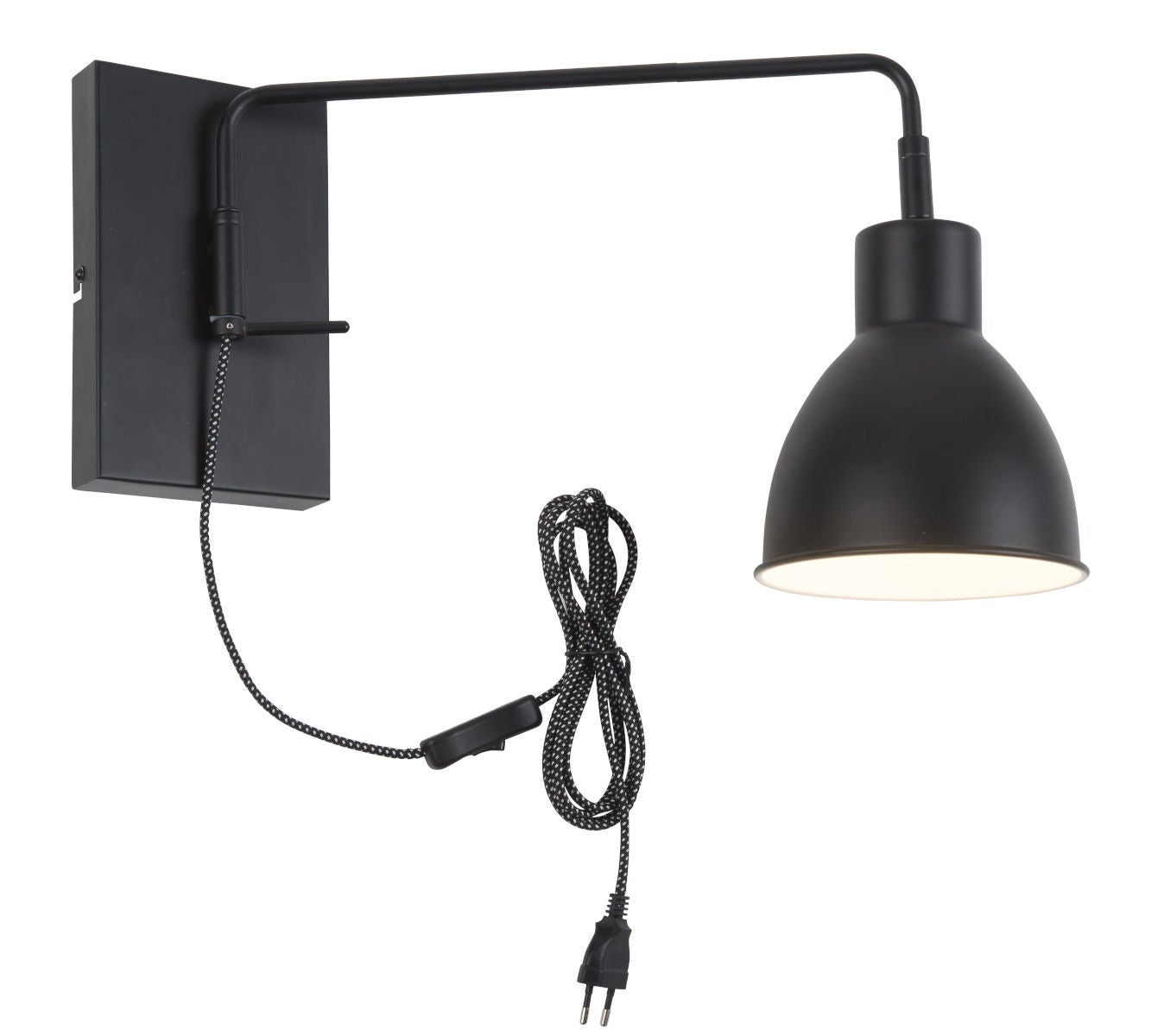 Wandlamp ijzer Nottingham h.24xb.44cm/kap 15,5xh.18cm verstelbaar, zwart