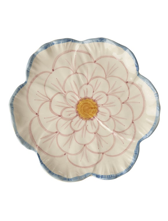 Gebaksbord - Bloem bordje Ø19,5cm - Lavendel/Naturel