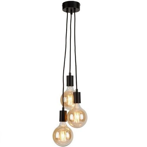 Hangsysteem Oslo/3 lampen zwart/wit textieldraad 150cm 
