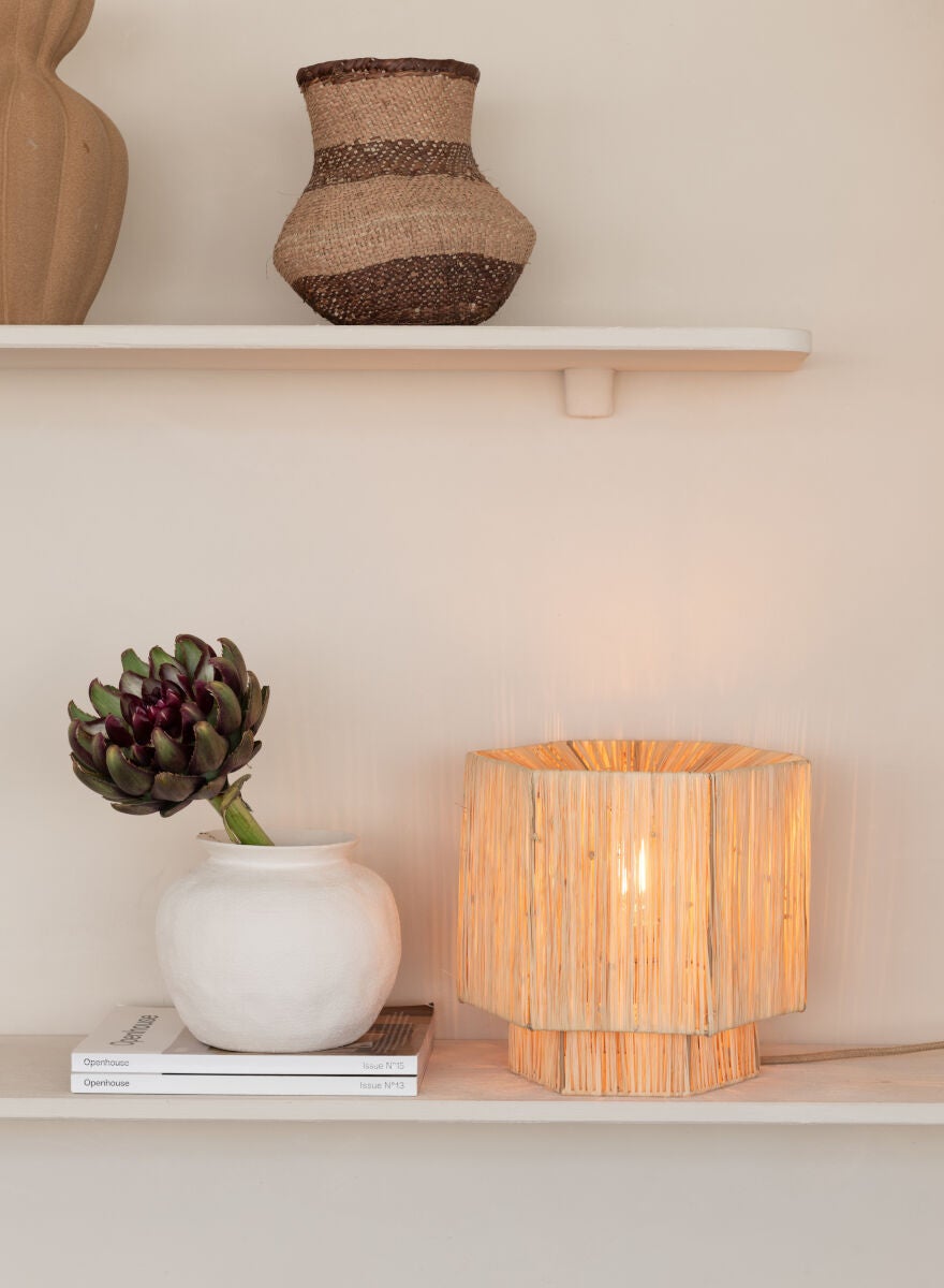 Tafellamp raffia Panama rond/octogone ø28xh.26cm naturel, S