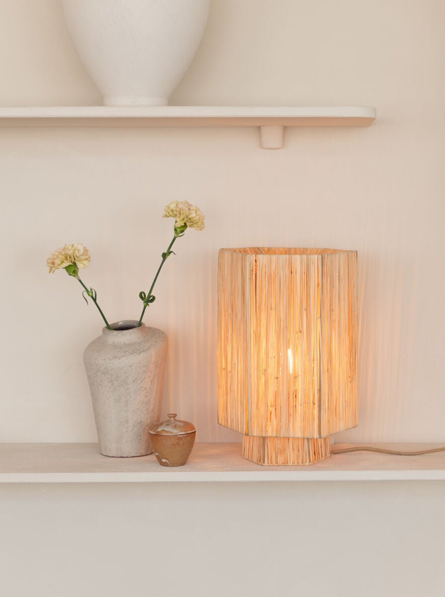 Tafellamp raffia Panama rond/octogone naturel, L