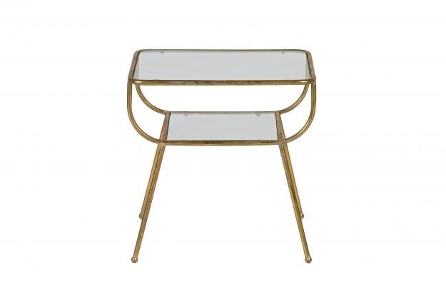 Amazing Bijzettafel Metaal/glas antiek messing