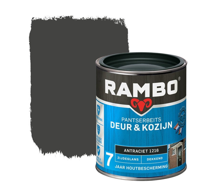 Rambo deur & kozijn pantserbeits zijdeglans dekkend antraciet 1137 750 ml
