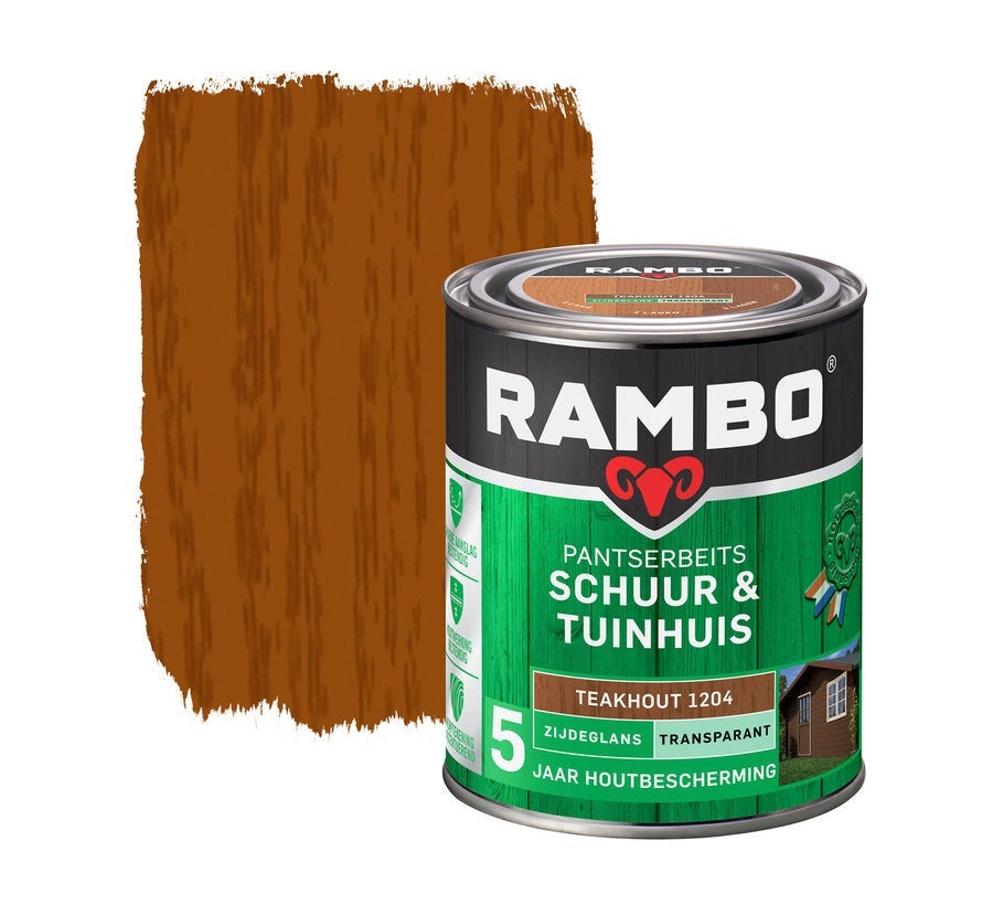 Rambo schuur & tuinhuis pantserbeits zijdeglans transparant teakhout 1204 750 ml