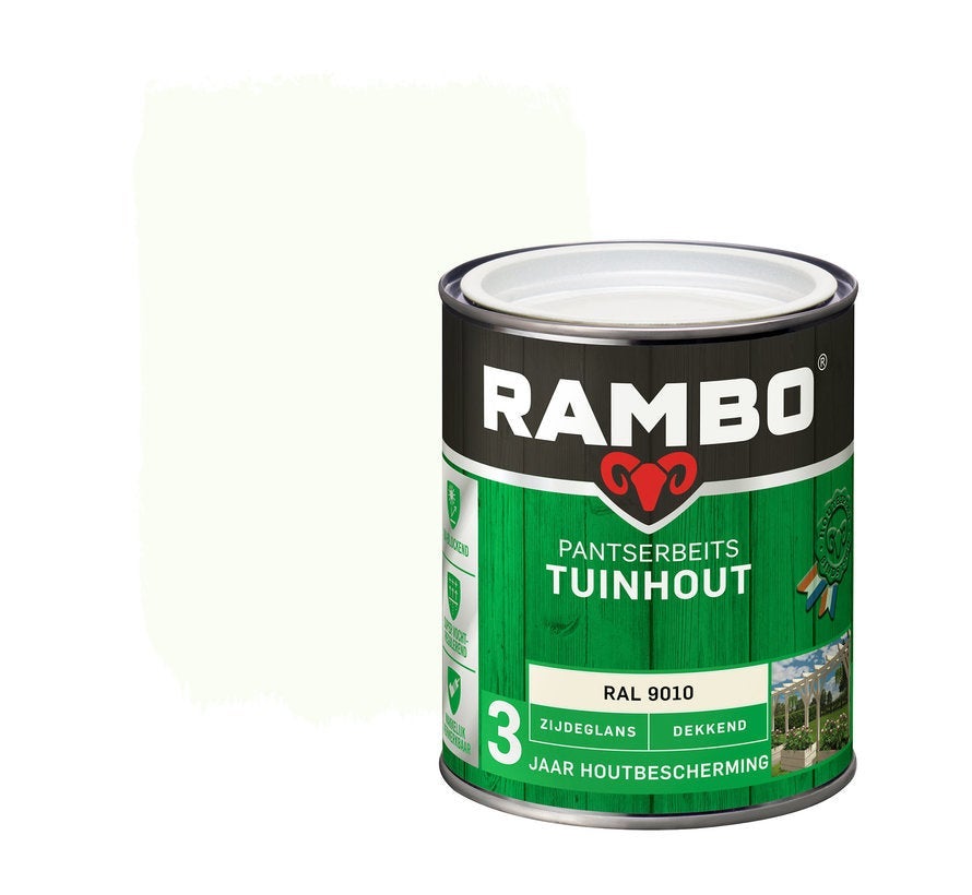 Rambo tuinhout pantserbeits zijdeglans dekkend ral 9010 750 ml