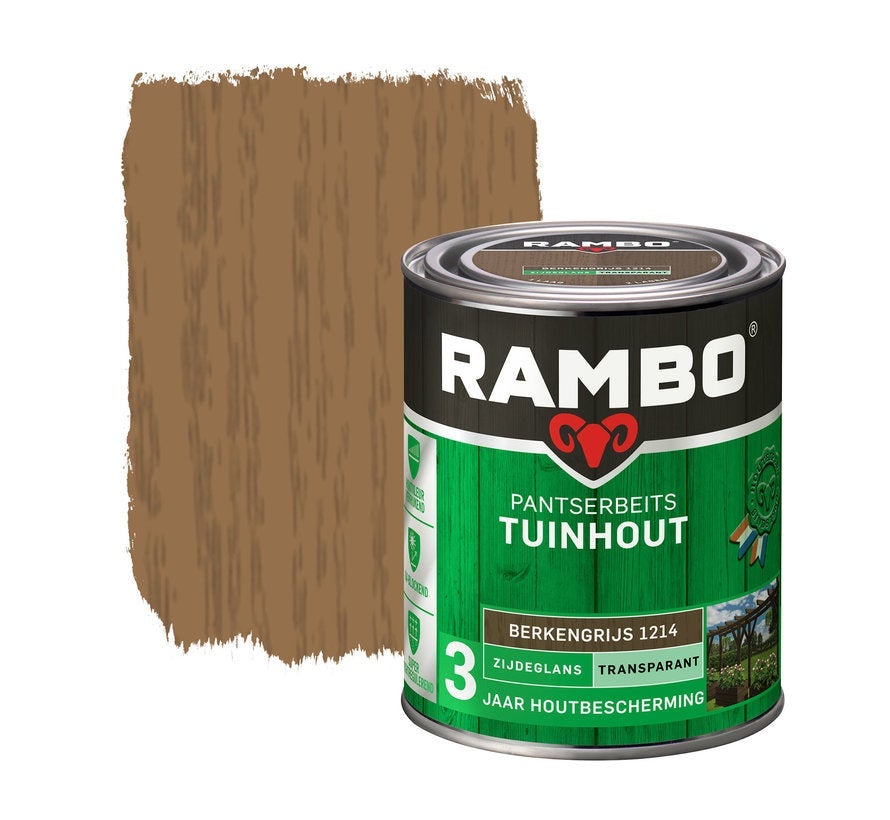 Rambo tuinhout pantserbeits zijdeglans transparant berken grijs 1214 750 ml