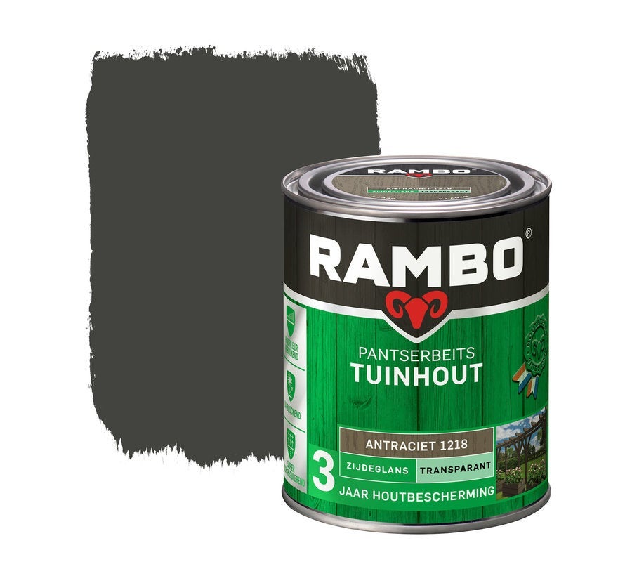 Rambo tuinhout pantserbeits zijdeglans transparant antraciet 1218 750 ml